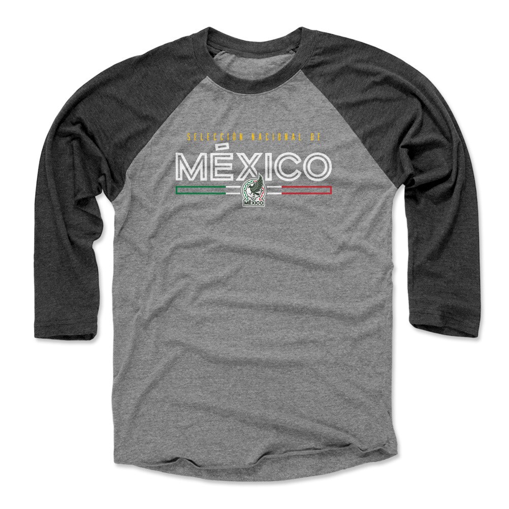 mexico national team 500 level inline 34-sleeve tri-blend baseball t-shirt – blackheather gray Collection | Australia Football Jerseys And World Cup Kits