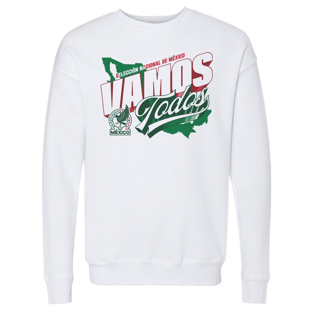mexico national team 500 level vamos todos country crewneck sweatshirt – white Collection | Australia Football Jerseys And World Cup Kits