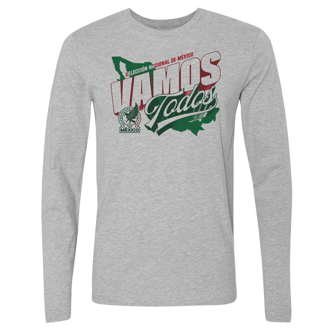 mexico national team 500 level vamos todos country long sleeve t-shirt – heather gray Collection | Australia Football Jerseys And World Cup Kits