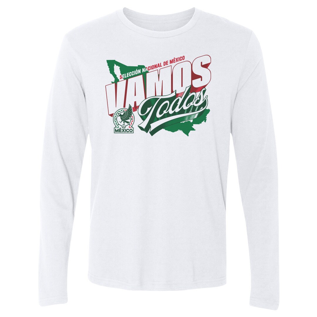 mexico national team 500 level vamos todos country long sleeve t-shirt – white Collection | Australia Football Jerseys And World Cup Kits