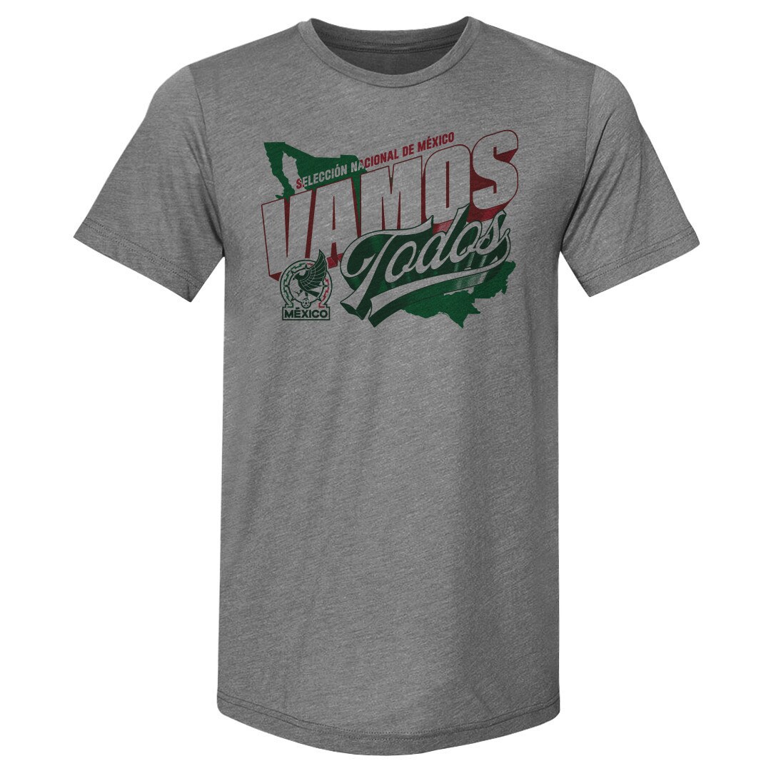 mexico national team 500 level vamos todos country premium tri-blend t-shirt – gray Collection | Australia Football Jerseys And World Cup Kits