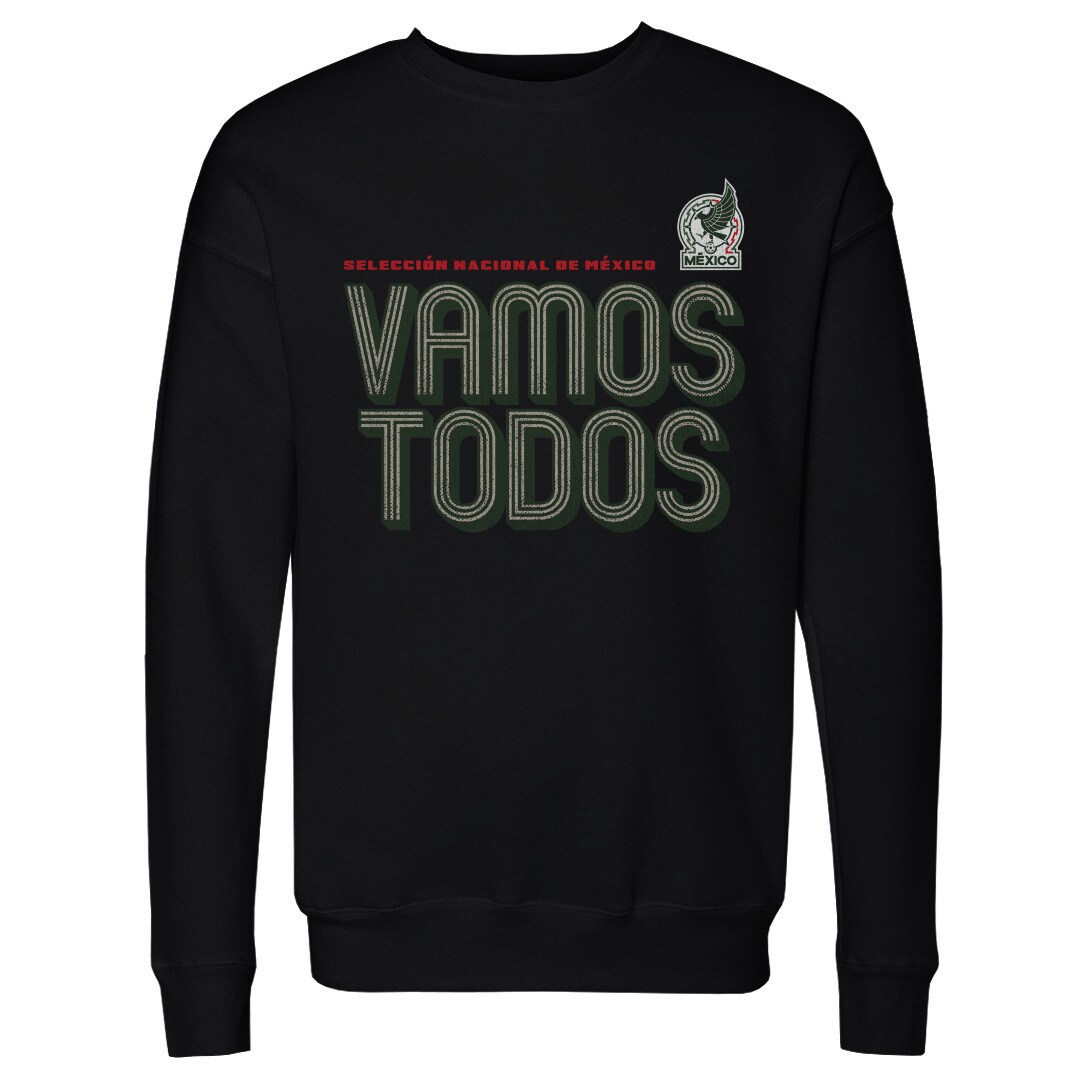mexico national team 500 level vamos todos inline bold crewneck sweatshirt – black Collection | Australia Football Jerseys And World Cup Kits