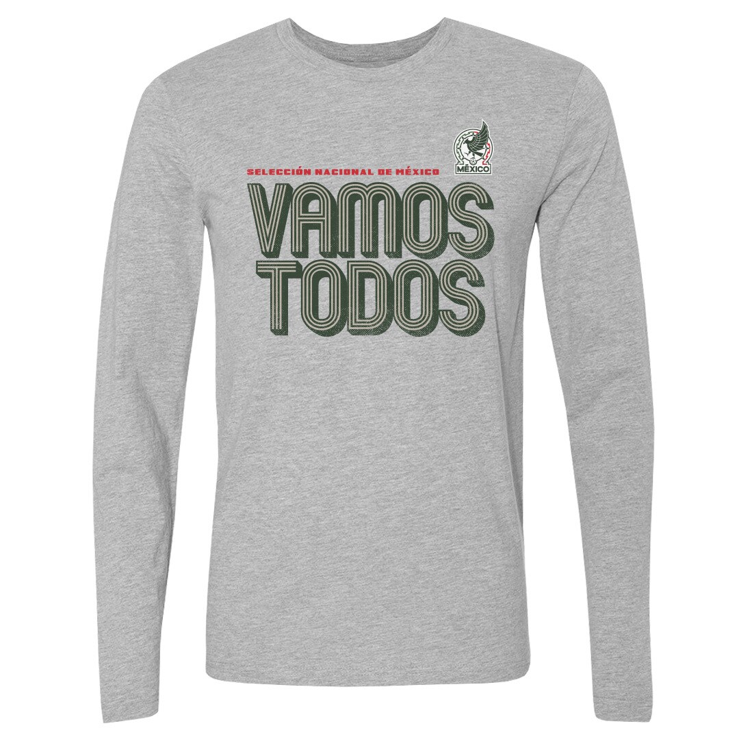 mexico national team 500 level vamos todos inline bold long sleeve t-shirt – heather gray Collection | Australia Football Jerseys And World Cup Kits