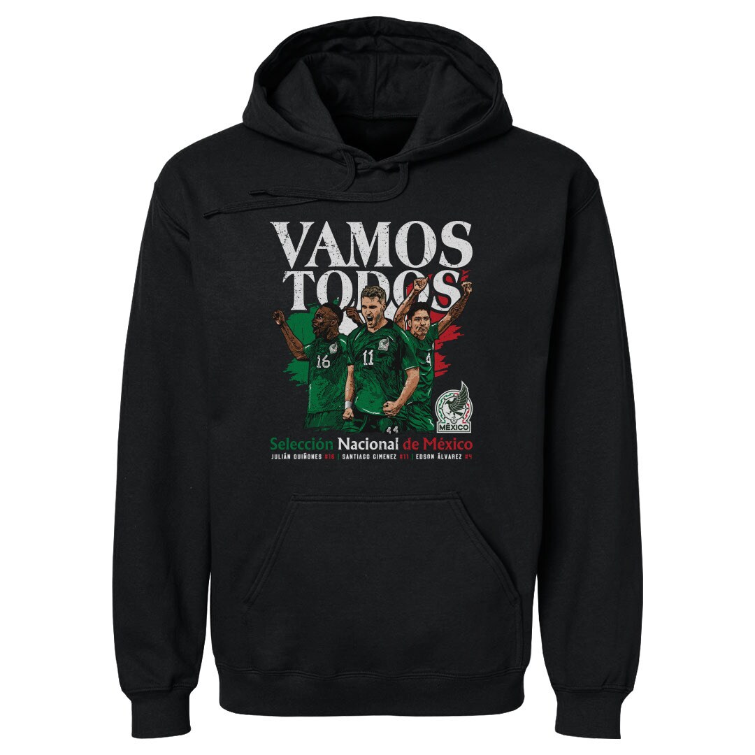 mexico national team 500 level vamos todos julián quiñones santiago giménez  edson Álvarez pullover hoodie – black Collection | Australia Football Jerseys And World Cup Kits