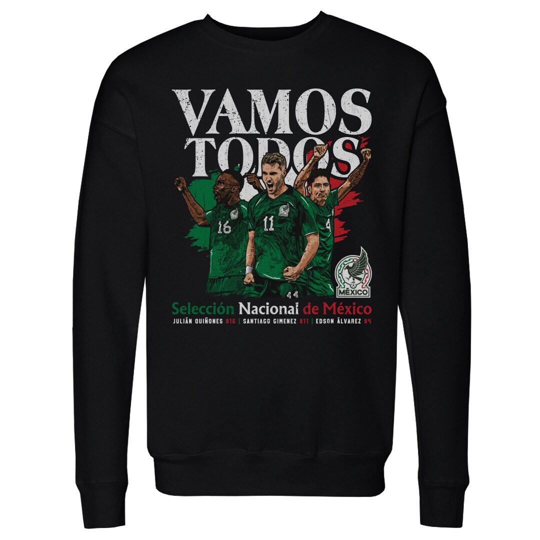 mexico national team 500 level vamos todos julián quiñones santiago giménez  edson Álvarez pullover sweatshirt – black Collection | Australia Football Jerseys And World Cup Kits