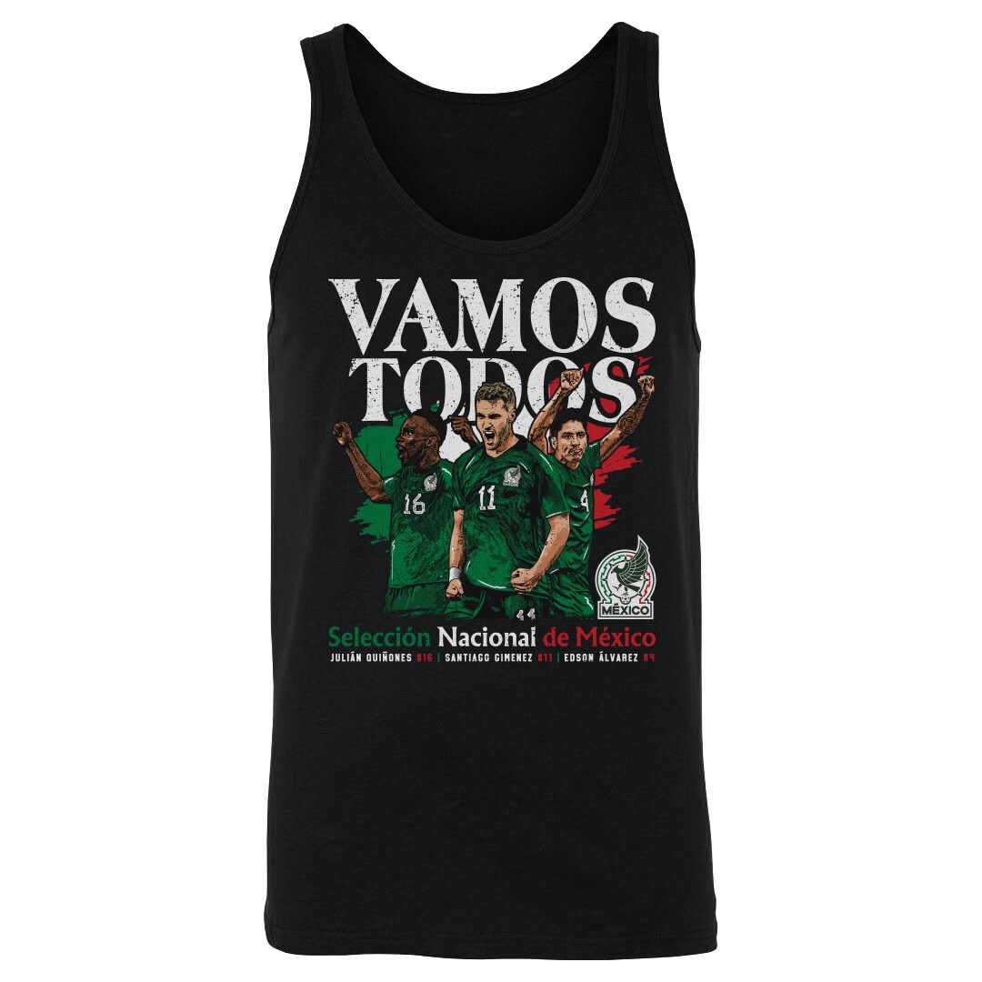 mexico national team 500 level vamos todos julián quiñones santiago giménez  edson Álvarez tank top – black Collection | Australia Football Jerseys And World Cup Kits