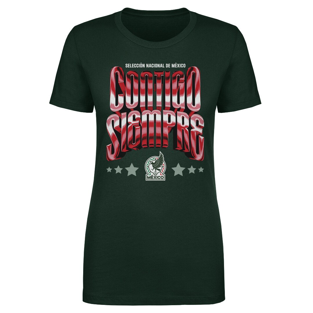 mexico national team 500 level womens contigo siempre vintage t-shirt – green Collection | Australia Football Jerseys And World Cup Kits