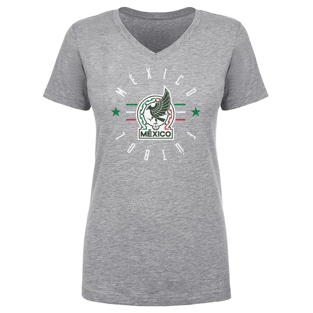 mexico national team 500 level womens futbol v-neck t-shirt – heather gray Collection | Australia Football Jerseys And World Cup Kits