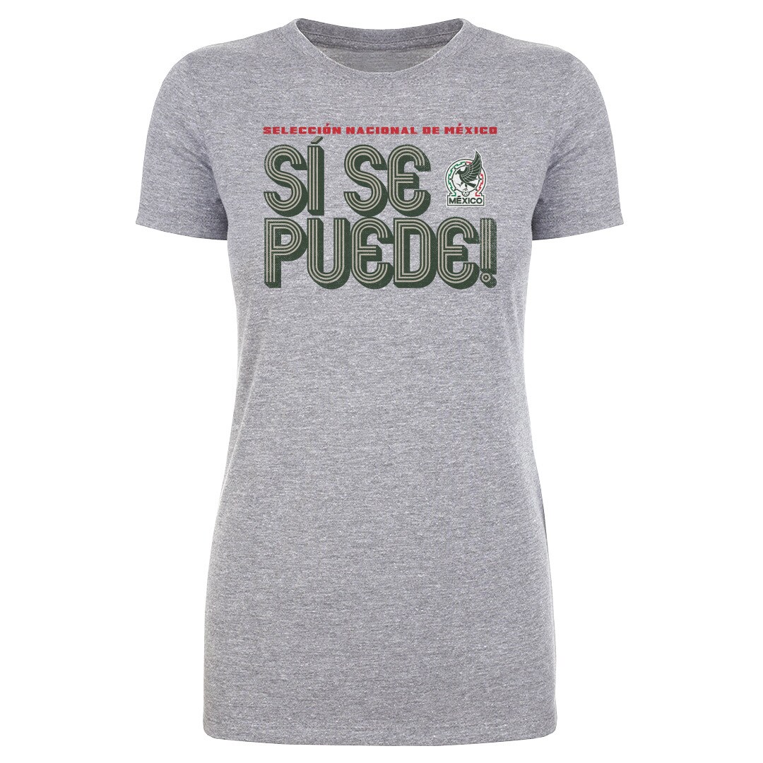 mexico national team 500 level womens si se puede inline bold t-shirt – heather gray Collection | Australia Football Jerseys And World Cup Kits