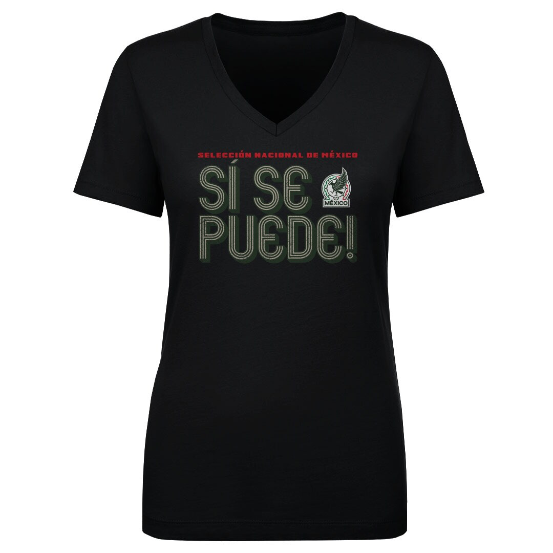 mexico national team 500 level womens si se puede inline bold v-neck t-shirt – black Collection | Australia Football Jerseys And World Cup Kits