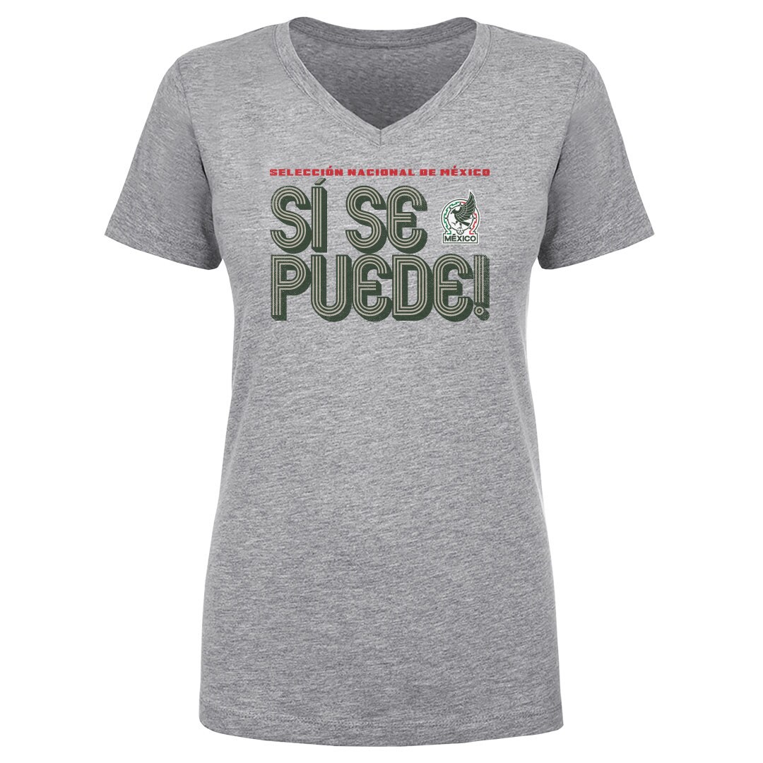 mexico national team 500 level womens si se puede inline bold v-neck t-shirt – heather gray Collection | Australia Football Jerseys And World Cup Kits