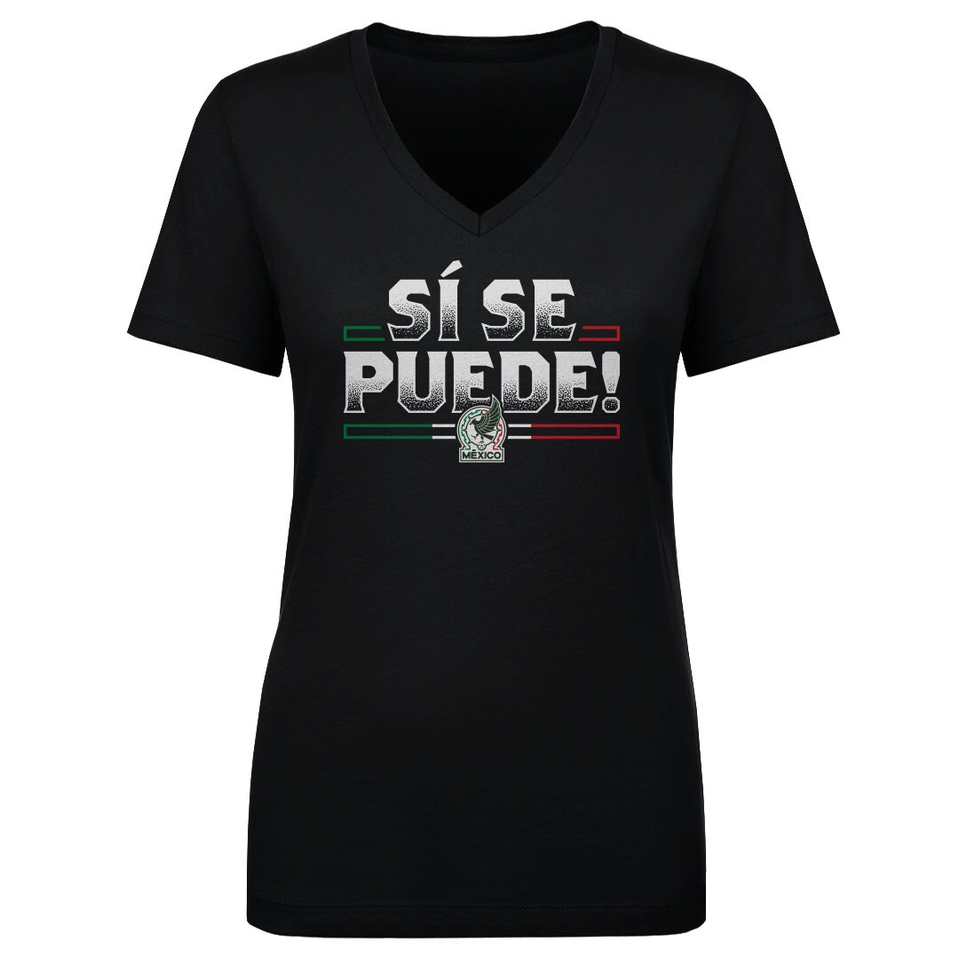 mexico national team 500 level womens si se puede v-neck t-shirt – black Collection | Australia Football Jerseys And World Cup Kits