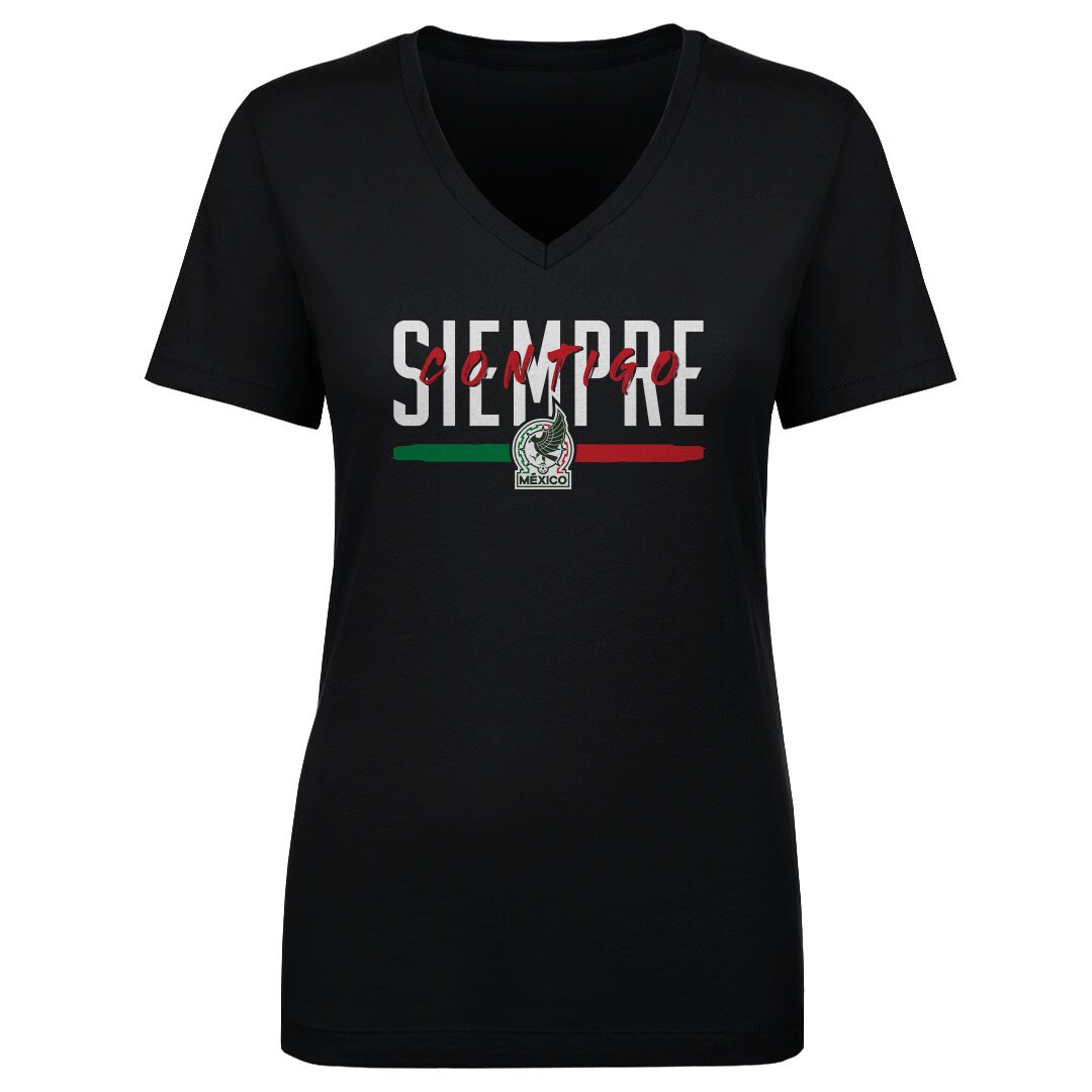 mexico national team 500 level womens siempre contigo v-neck t-shirt – black Collection | Australia Football Jerseys And World Cup Kits