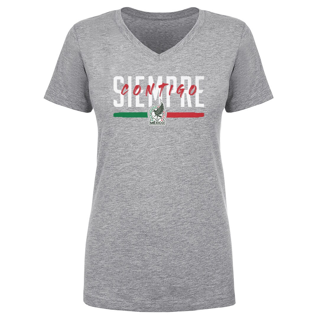 mexico national team 500 level womens siempre contigo v-neck t-shirt – heather gray Collection | Australia Football Jerseys And World Cup Kits