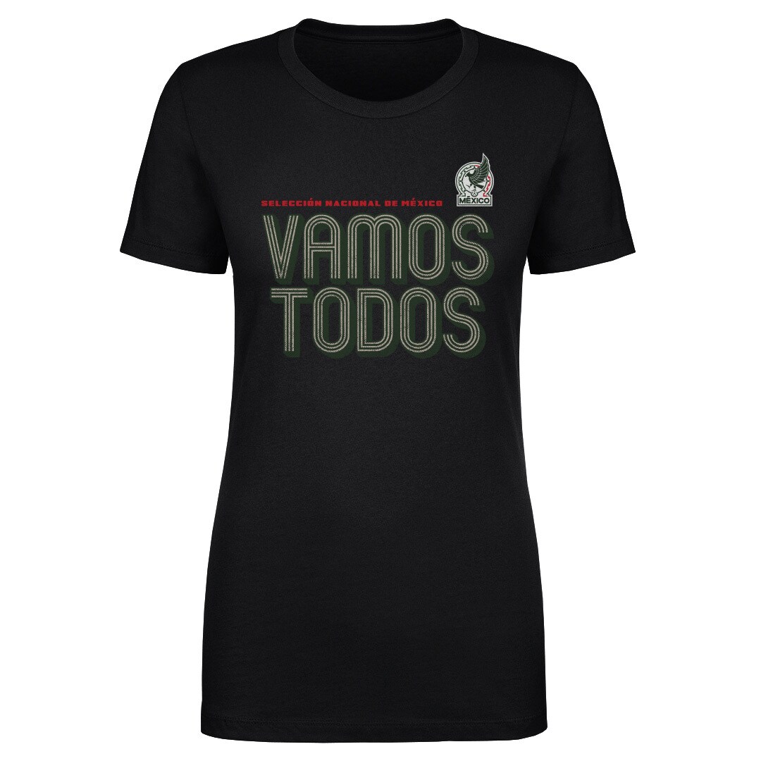 mexico national team 500 level womens vamos todos inline bold t-shirt – black Collection | Australia Football Jerseys And World Cup Kits