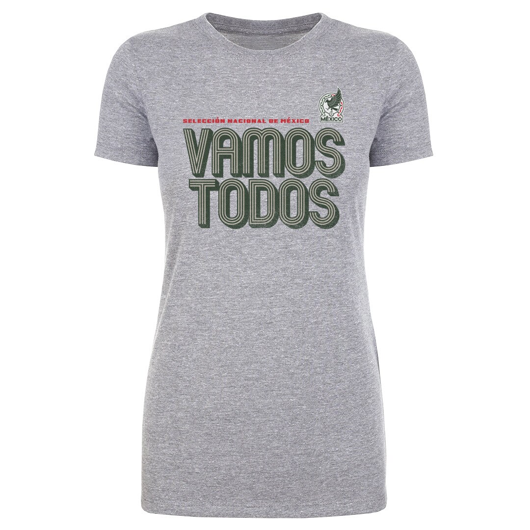 mexico national team 500 level womens vamos todos inline bold t-shirt – heather gray Collection | Australia Football Jerseys And World Cup Kits