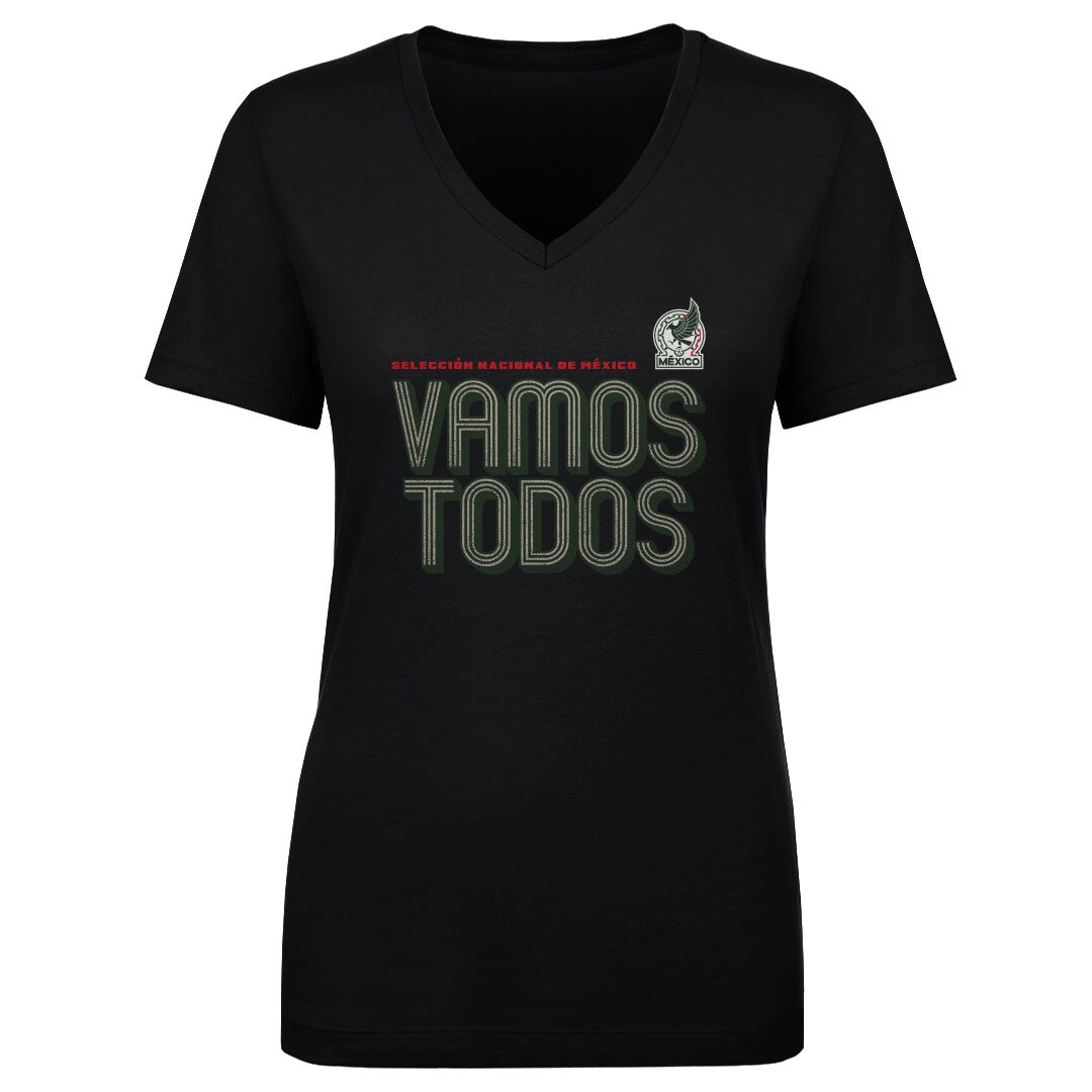 mexico national team 500 level womens vamos todos inline bold v-neck t-shirt – black Collection | Australia Football Jerseys And World Cup Kits