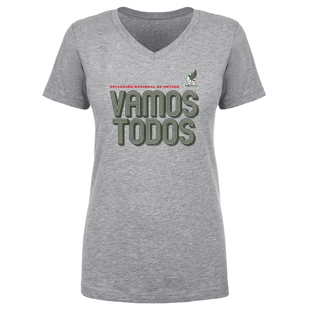 mexico national team 500 level womens vamos todos inline bold v-neck t-shirt – heather gray Collection | Australia Football Jerseys And World Cup Kits