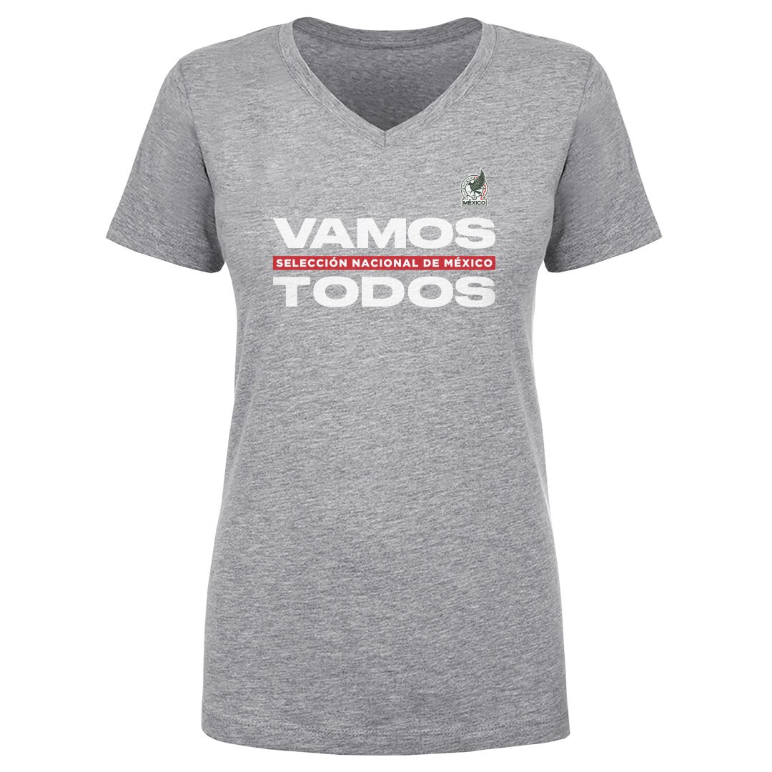mexico national team 500 level womens vamos todos v-neck t-shirt – heather gray Collection | Australia Football Jerseys And World Cup Kits