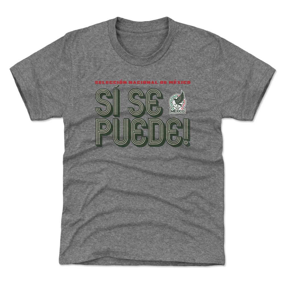 mexico national team 500 level youth si se puede inline bold t-shirt – gray Collection | Australia Football Jerseys And World Cup Kits