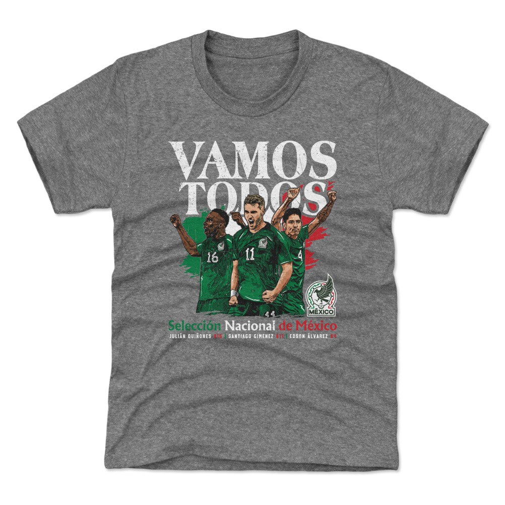 mexico national team 500 level youth vamos todos julián quiñones santiago giménez  edson Álvarez t-shirt – gray Collection | Australia Football Jerseys And World Cup Kits