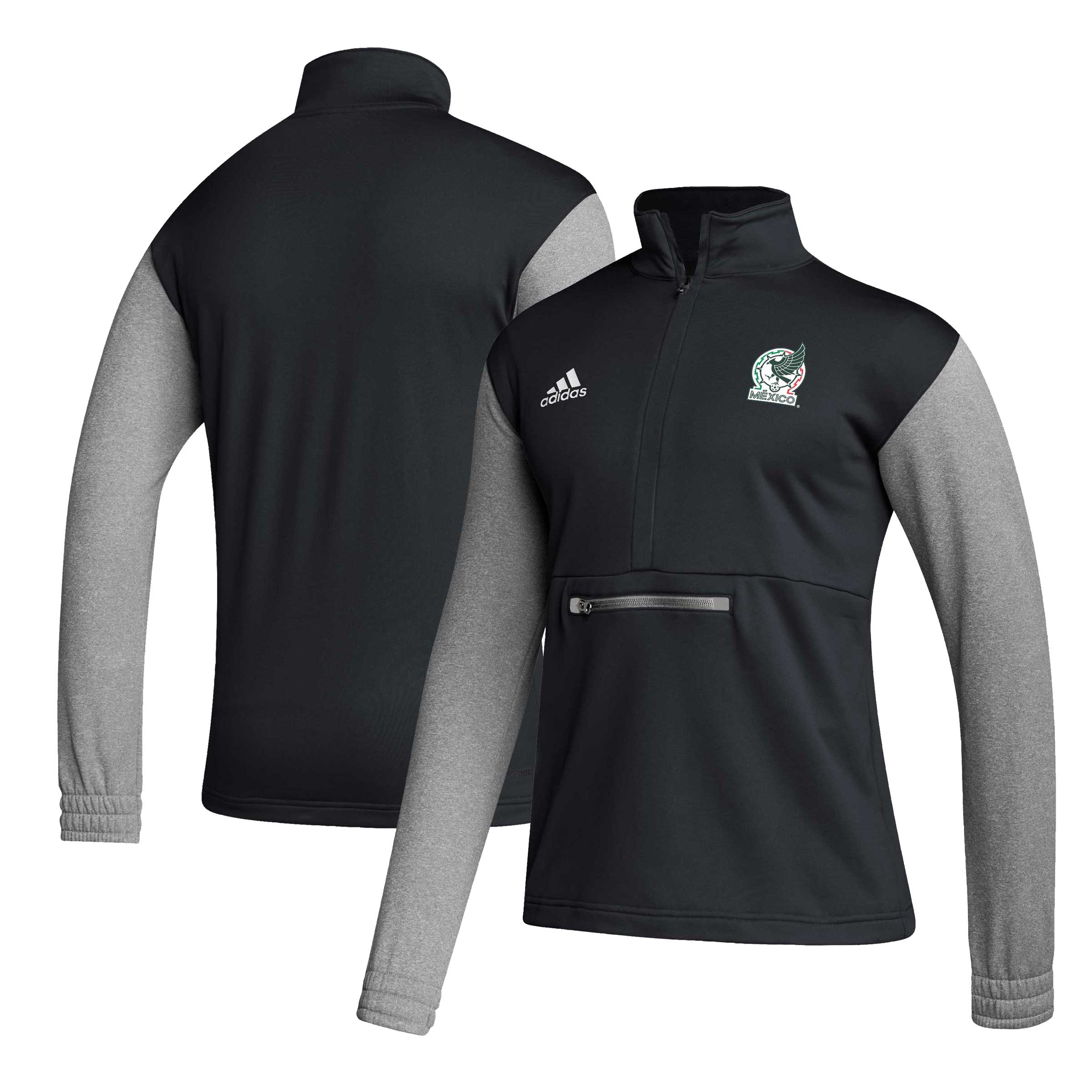 mexico national team adidas crest long sleeve half-zip top – black Collection | Australia Football Jerseys And World Cup Kits
