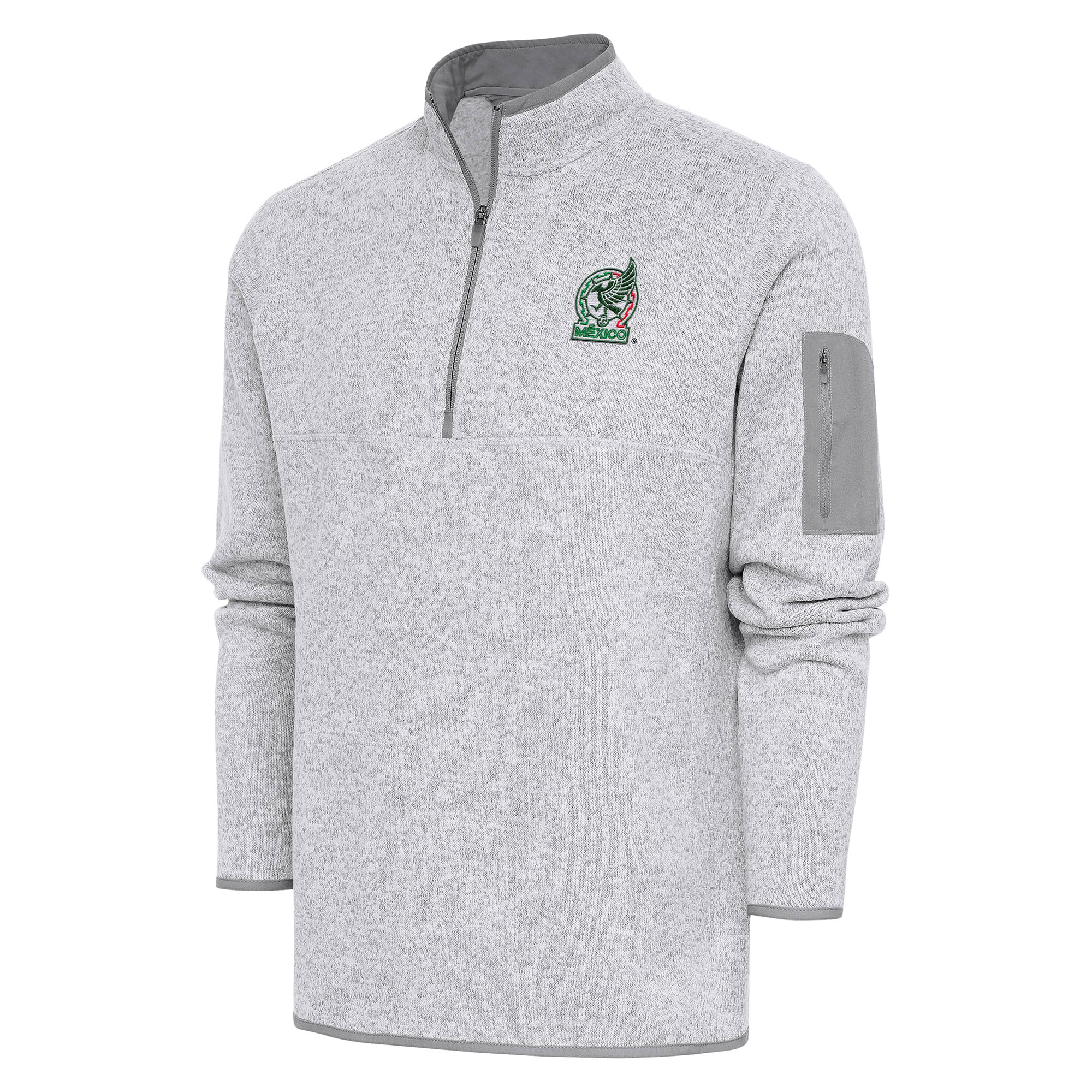 mexico national team antigua elevate quarter-zip pullover – heather gray Collection | Australia Football Jerseys And World Cup Kits