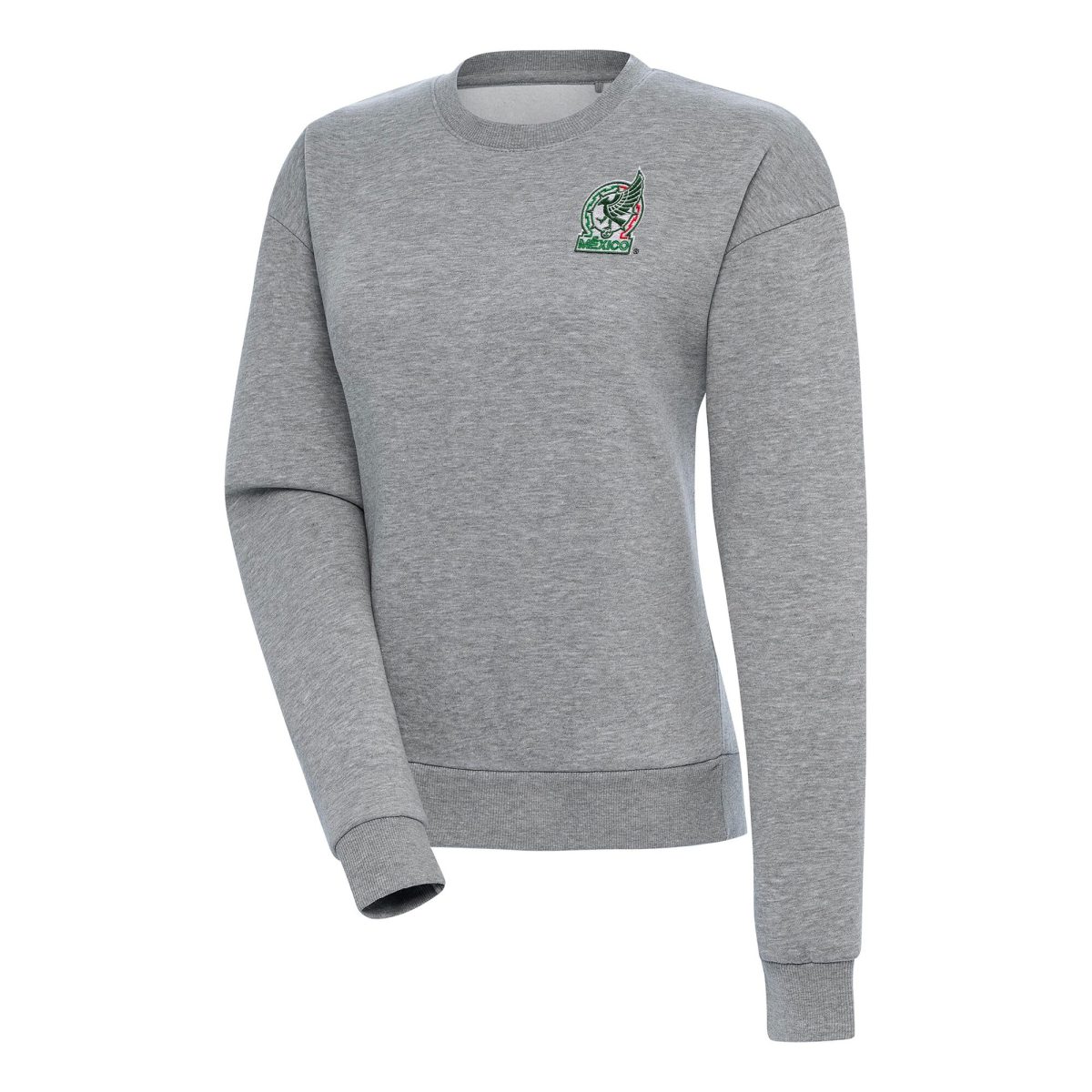 mexico national team antigua womens takeover crewneck pullover sweatshirt – heather gray Collection | Australia Football Jerseys And World Cup Kits