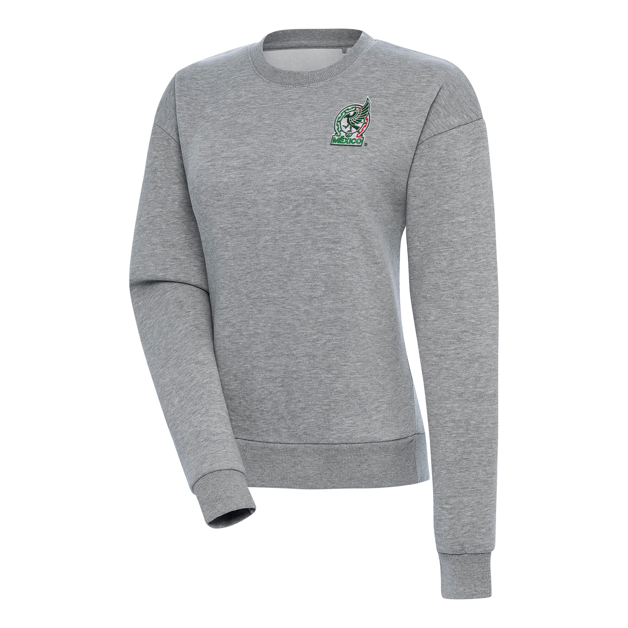 mexico national team antigua womens takeover crewneck pullover sweatshirt – heather gray Collection | Australia Football Jerseys And World Cup Kits