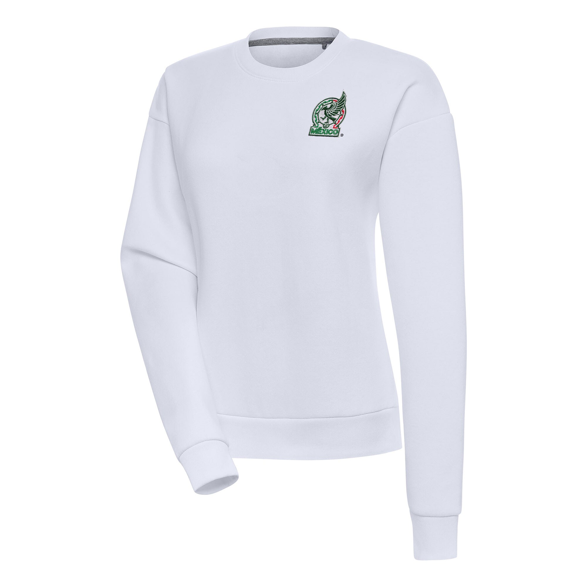 mexico national team antigua womens takeover crewneck pullover sweatshirt – white Collection | Australia Football Jerseys And World Cup Kits