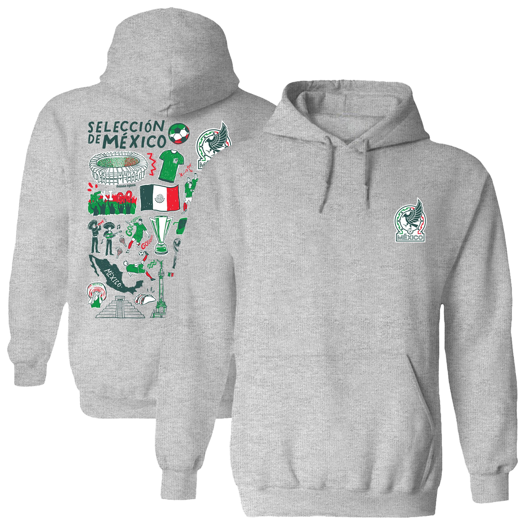 mexico national team vive la fete womens impressions artwork pullover hoodie – gray Collection | Australia Football Jerseys And World Cup Kits