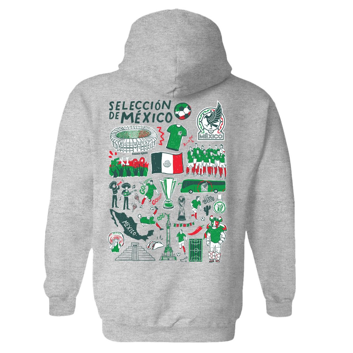 mexico national team vive la fete womens impressions artwork pullover hoodie – gray Collection | Australia Football Jerseys And World Cup Kits
