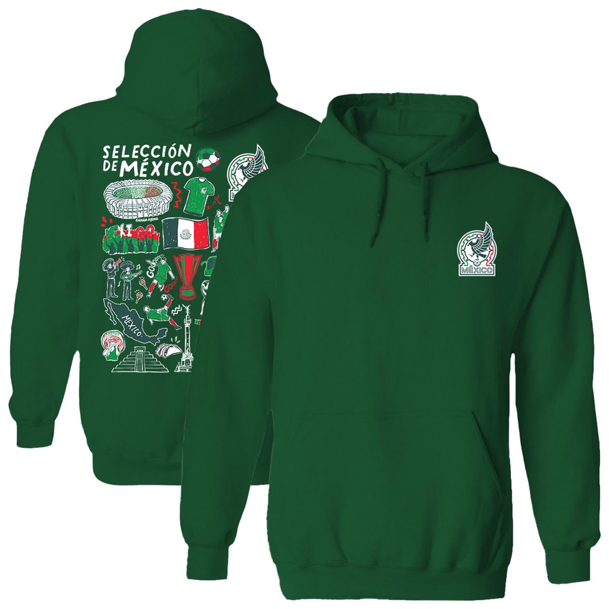 mexico national team vive la fete womens impressions artwork pullover hoodie – green Collection | Australia Football Jerseys And World Cup Kits