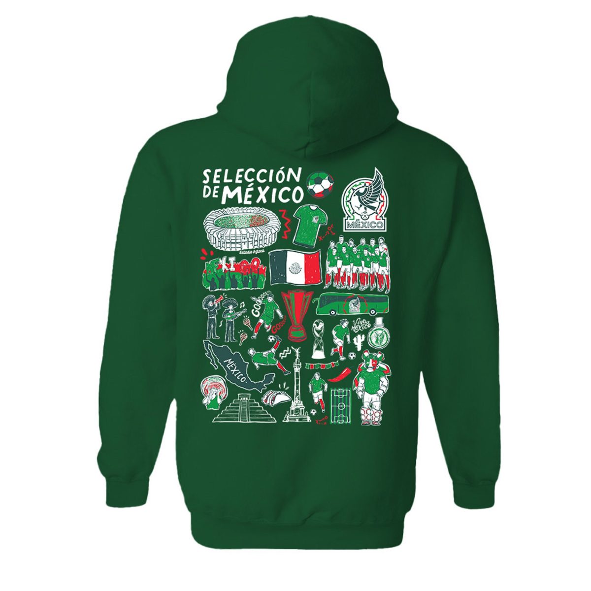 mexico national team vive la fete womens impressions artwork pullover hoodie – green Collection | Australia Football Jerseys And World Cup Kits