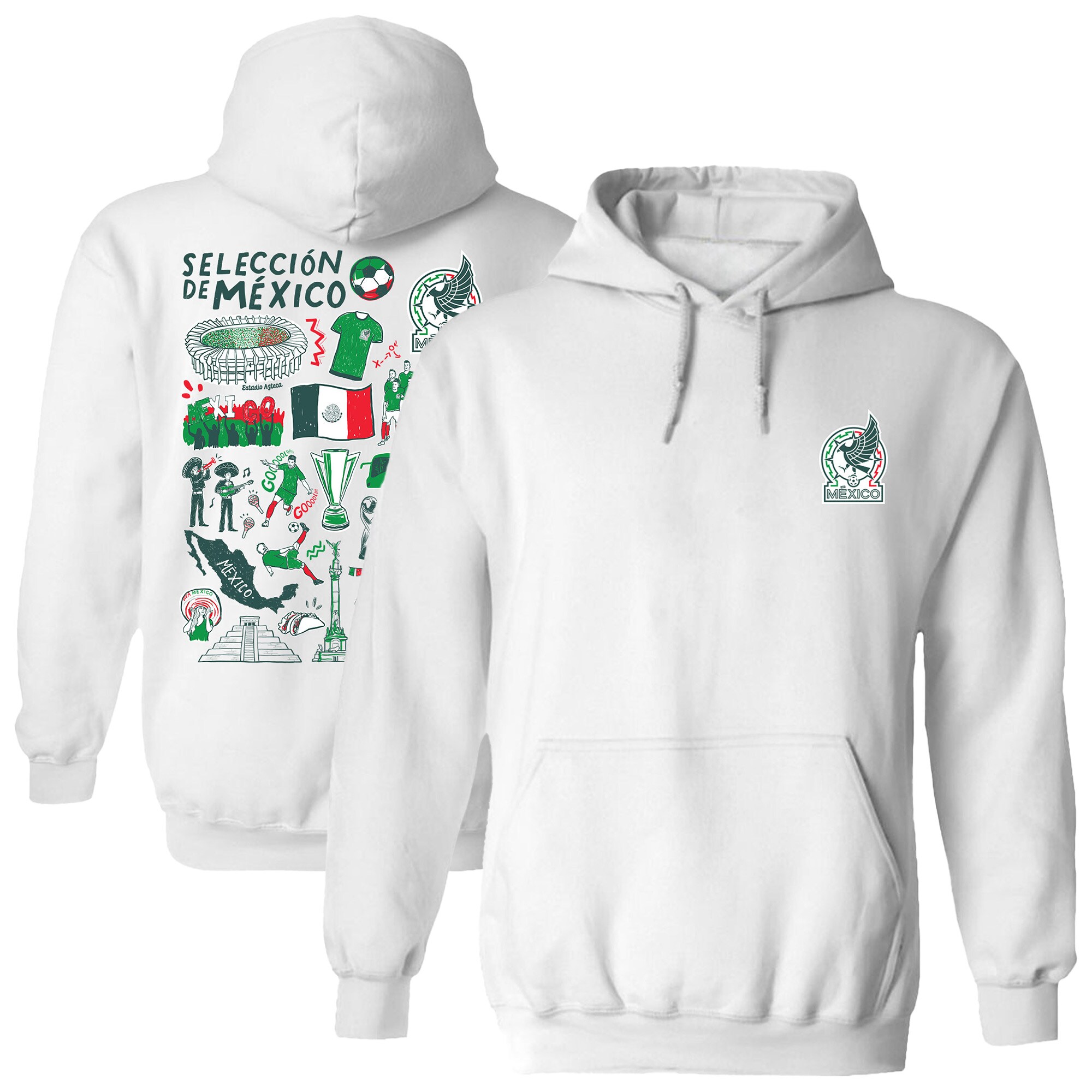 mexico national team vive la fete womens impressions artwork pullover hoodie – white Collection | Australia Football Jerseys And World Cup Kits