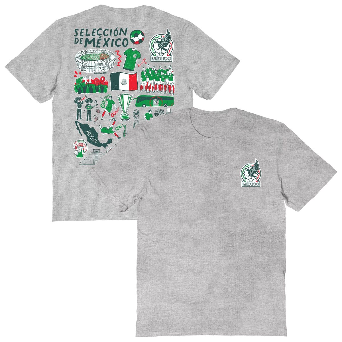 mexico national team vive la fete womens impressions artwork t-shirt – heather gray Collection | Australia Football Jerseys And World Cup Kits