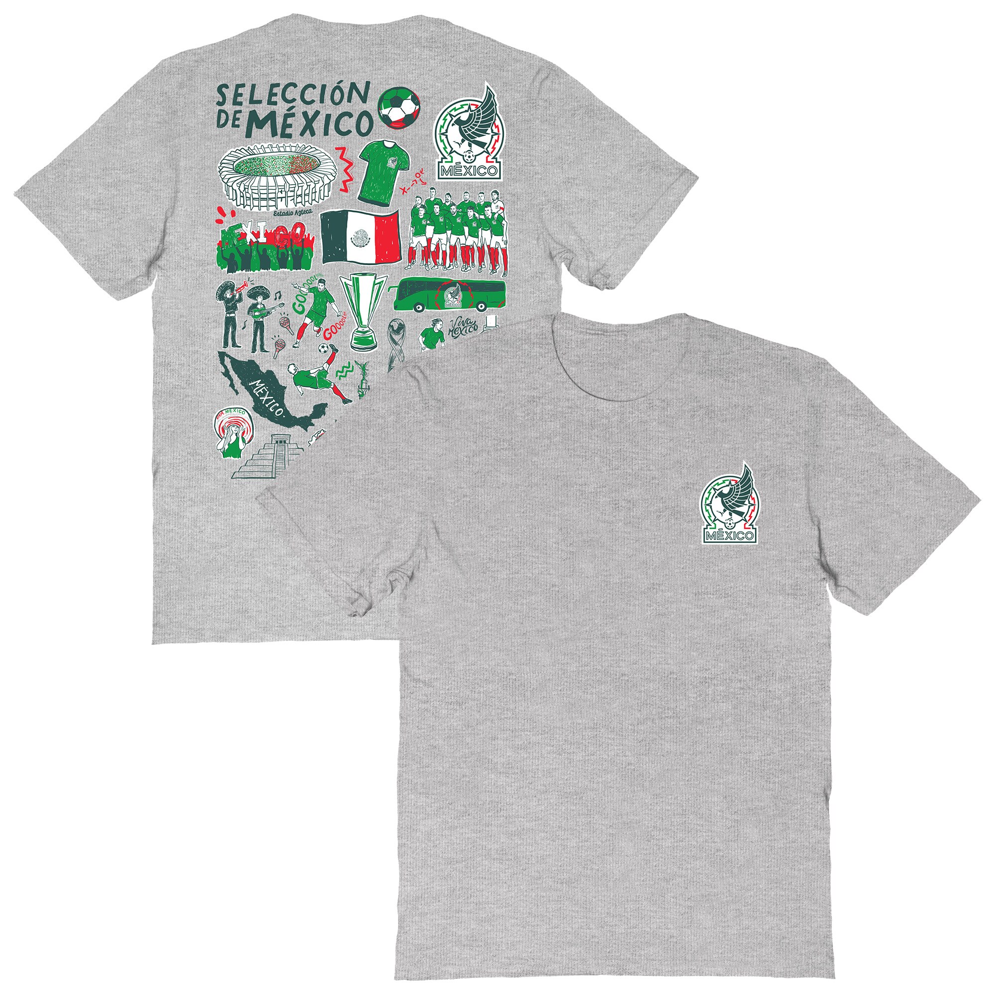 mexico national team vive la fete womens impressions artwork t-shirt – heather gray Collection | Australia Football Jerseys And World Cup Kits
