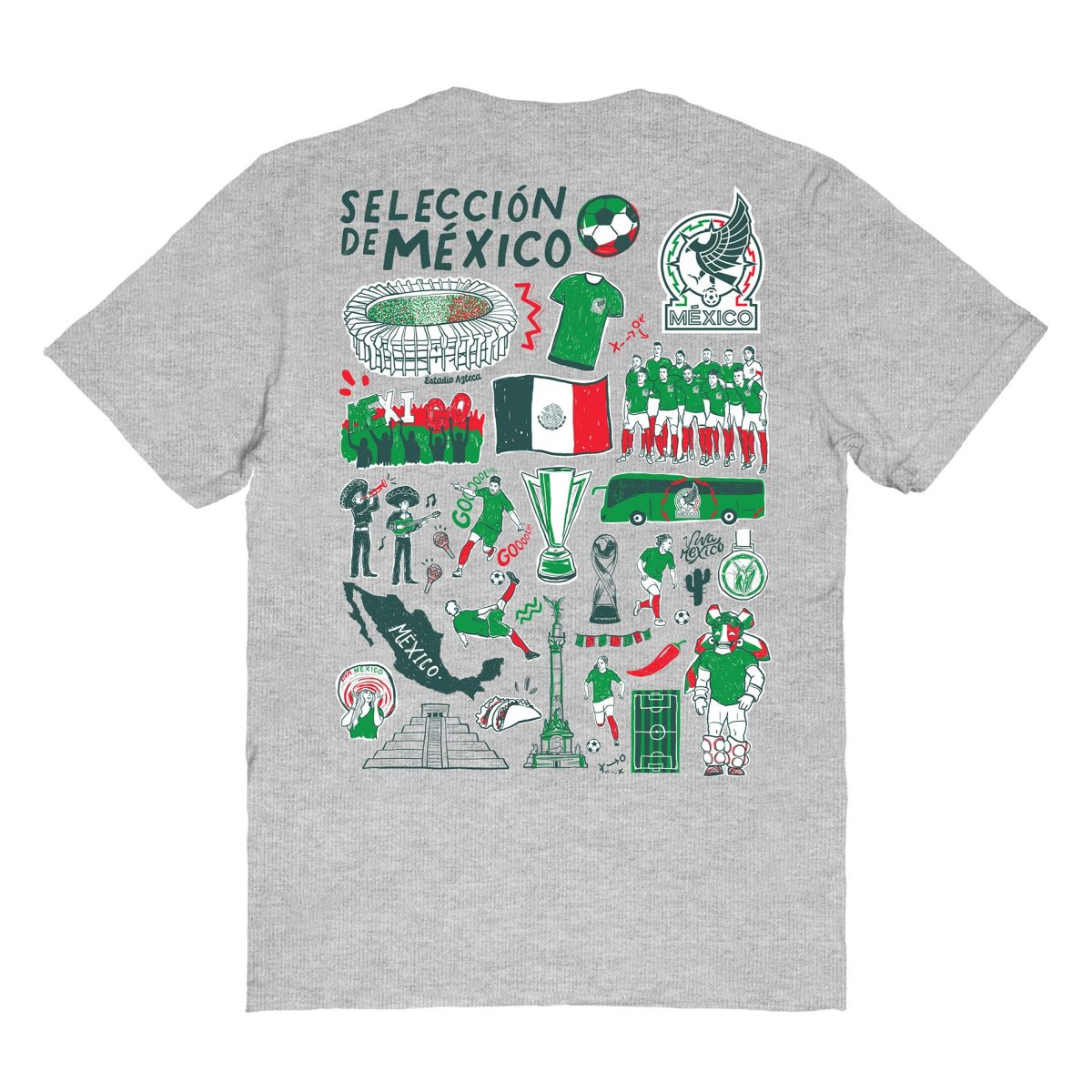 mexico national team vive la fete womens impressions artwork t-shirt – heather gray Collection | Australia Football Jerseys And World Cup Kits