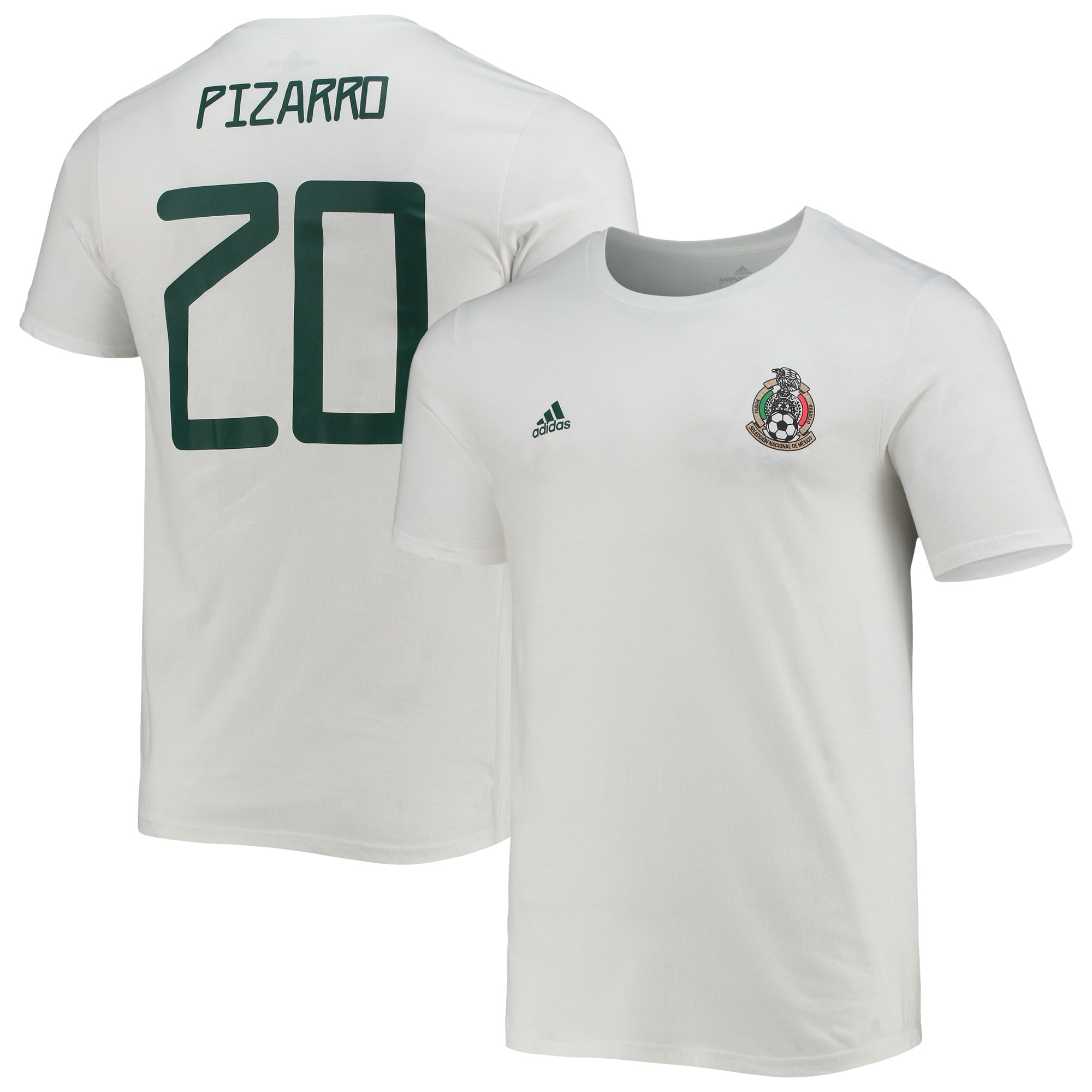 rodolfo pizarro mexico national team adidas amplifier name  number t-shirt – white Collection | Australia Football Jerseys And World Cup Kits