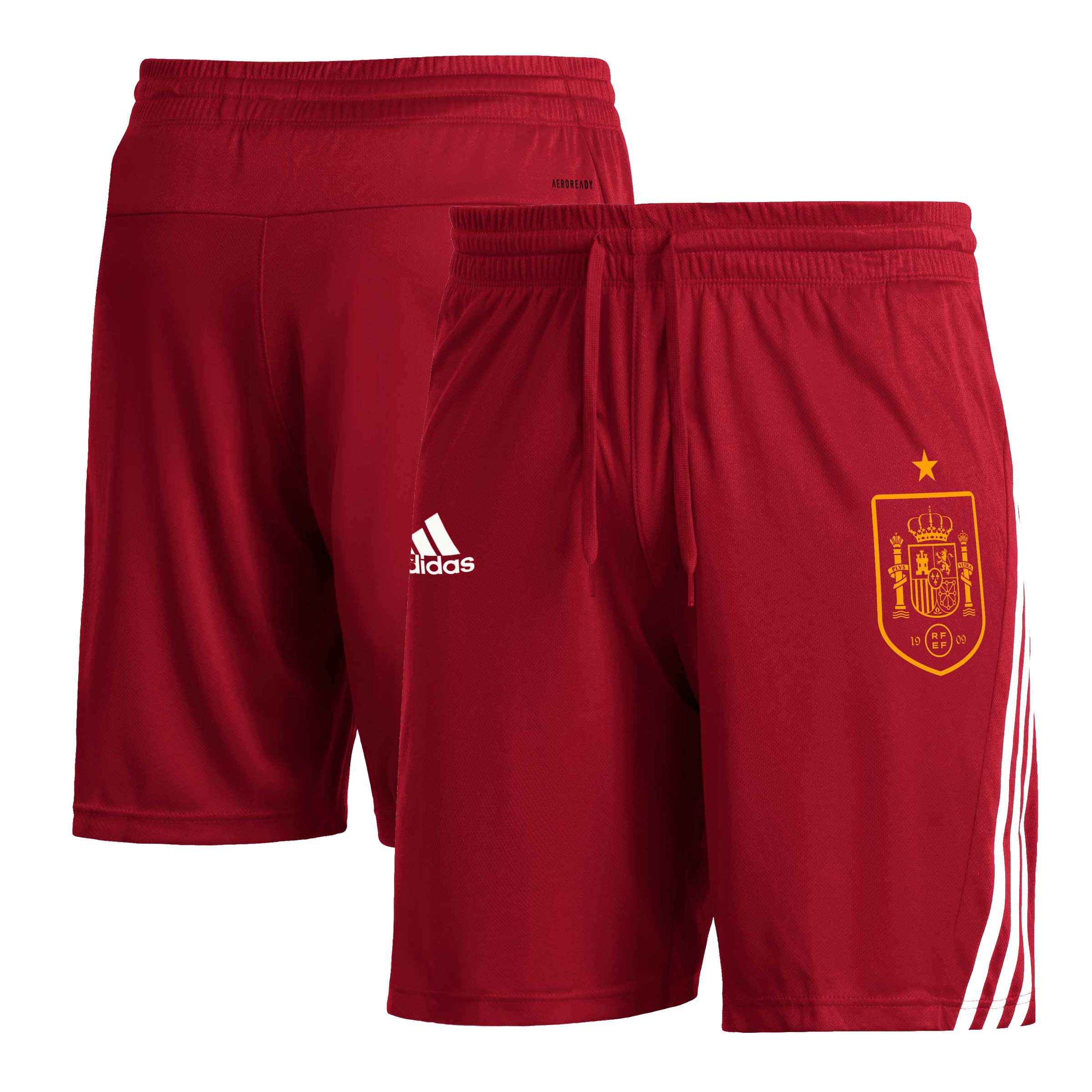 spain national team adidas club crest three-stripe aeroready shorts – red Collection | Australia Football Jerseys And World Cup Kits