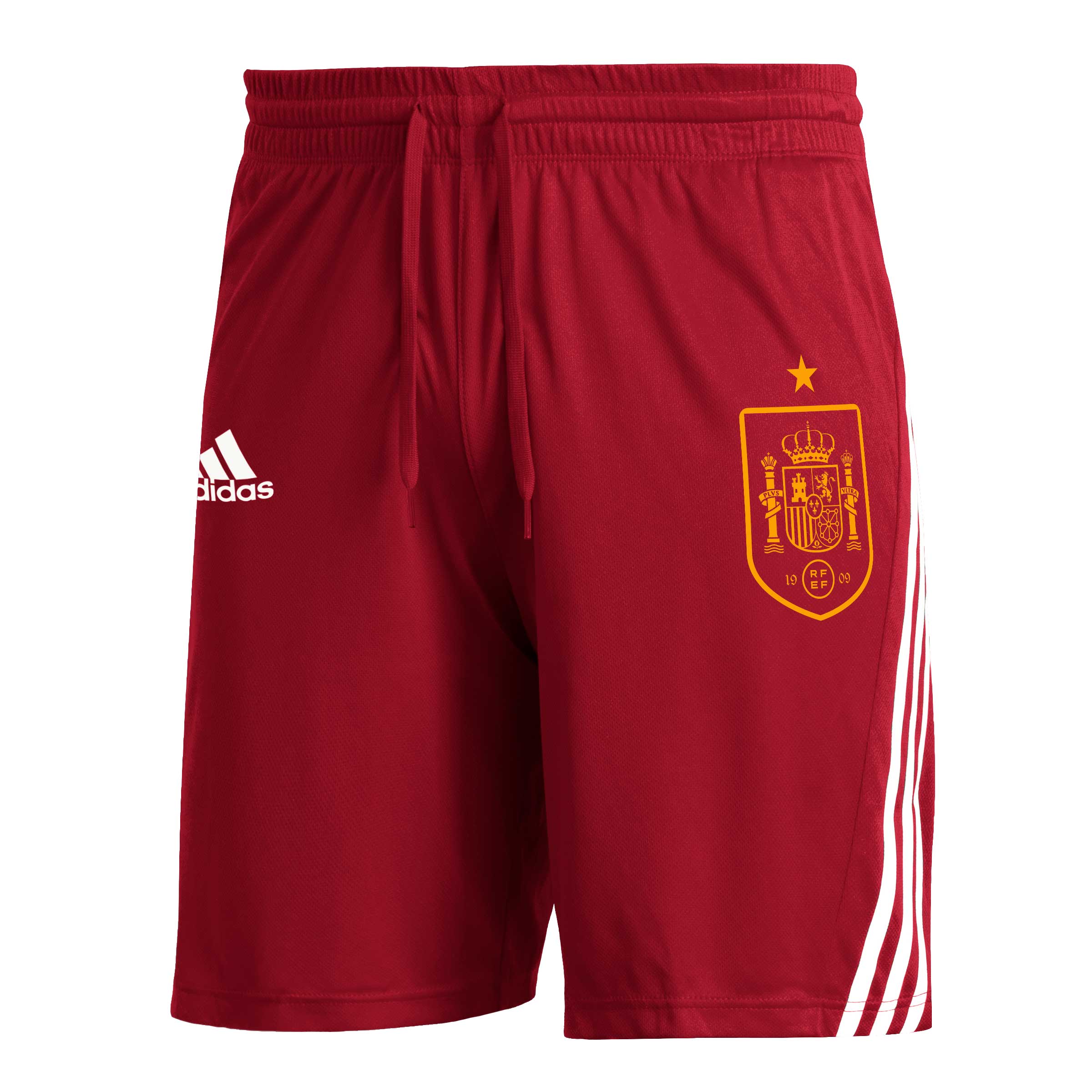 spain national team adidas club crest three-stripe aeroready shorts – red Collection | Australia Football Jerseys And World Cup Kits