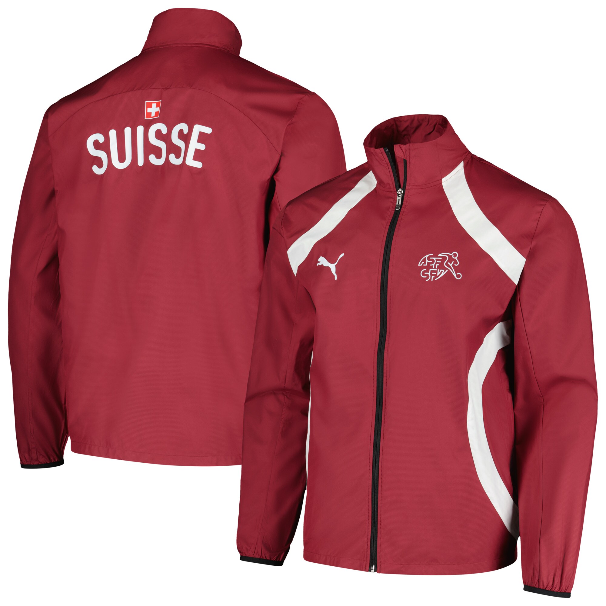 switzerland national team puma 2024 pre-match full-zip hoodie jacket – red Collection | Australia Football Jerseys And World Cup Kits